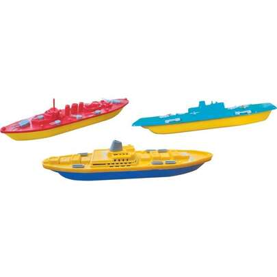 BRINQUEDO DIVERSO MÁQUINAS FROTA NAVAL COM 3 NAVIOS