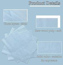 50 Pieces 3-Ply Light Blue Napkins Disposable Folded 5 X 5 Inches Cocktail Napkins Paper Napkins For Dinner Wedding Birthday Party Dessert Napkins - Màu xanh lam - Xem 5