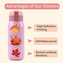 60PCS Orange Stickers Leaf Stickers Fall Stickers Plant Stickers Stickers Transparent Stickers Bulk Stickers For Laptop Skateboard Journal Notebooks Phone Cup Guitar Luggage Computer Fridge Desk,For School Supplies,Back To School