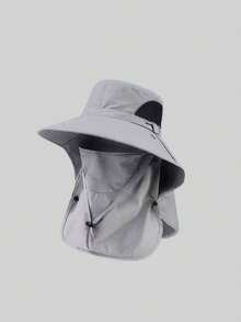 1pc Unisex Solid Color Sun Protection Neck Gaiter, Outdoor Fishing Hiking Wide Brim Sun Hat, Suitable For Daily Outing, Hiking, Camping, Fishing