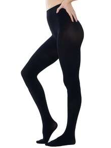 1/2 双女式 50D 塑身黑色紧身裤，简约长筒袜连裤袜 - 黑色 - 查看 3