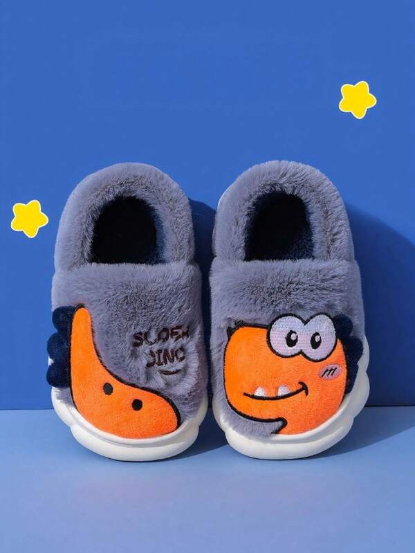 1 Paar Kinderschuhe, Cartoon Dinosaurier Hausschuhe für Kleinkind Jungen rutschfest für Innenbereich, Herbst/Winter