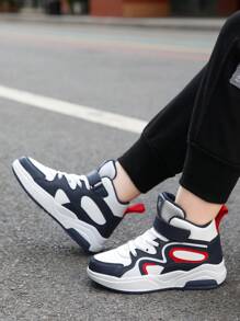 Sneaker di mezza altezza in pelle per ragazzi/giovani, scarpe da ginnastica con lacci stile moda semplice bassa, casual, classiche, versatili, adatte per la primavera e l'autunno