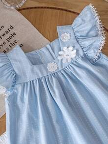 3pcs Baby Girl Princess Outfit Summer Sleeveless Dress Set, Stylish Korean Girl Clothing