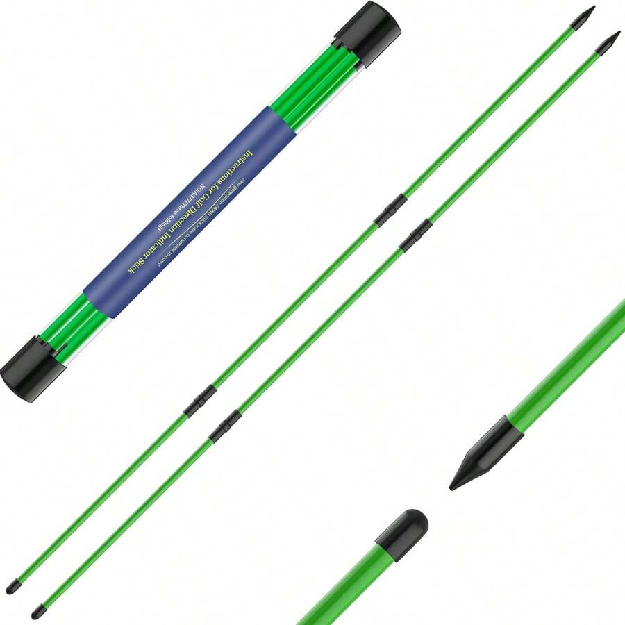 2-Piece Golf Alignment Rod And 48 Inch (Approximately 121.9 Cm) Foldable Training Rod, Lightweight Fiberglass Training Aid For Posture Alignment, Swing, And Correction, Portable Storage Tube - màu xanh lá - Xem 1
