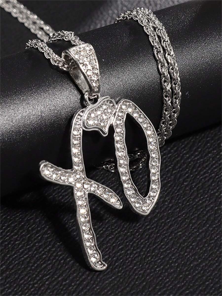 1PC New Fashion XO English Letter Alloy Hip Hop Pendant Necklace, Creative Fashion Charm Pendant, Hip Hop Necklace - Fashion - View 1
