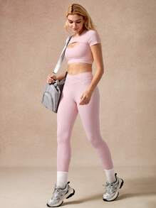 NcmRyu Women's Sexy Sporty Design Short Sleeve Loose Comfortable Pants Sports Suit, Spring & Summer