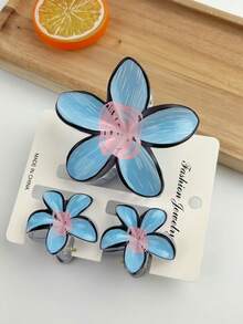 3pcs/18pcs Graffiti Flower Hair Clips Set, 8cm & 4cm Combo, ABS Material Versatile & Cute Hibiscus Hair Claws, Suitable For Women's Daily Life, Casual, Party, Commute, Beach Holiday - Hair Accessories, Best Gift Choice For Celebrating Festivals, Birthdays, Anniversaries Or Graduations