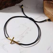 简约黑色和枪色十字风格不锈钢磨砂吊坠，百搭欧美风格珠宝配饰