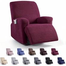 Recliner Set First Class Sofa Set All Inclusive Elastic Single Rocking Chair Set Electric Function Chivas Sofa Cover - 酒紅色 - 查看 6