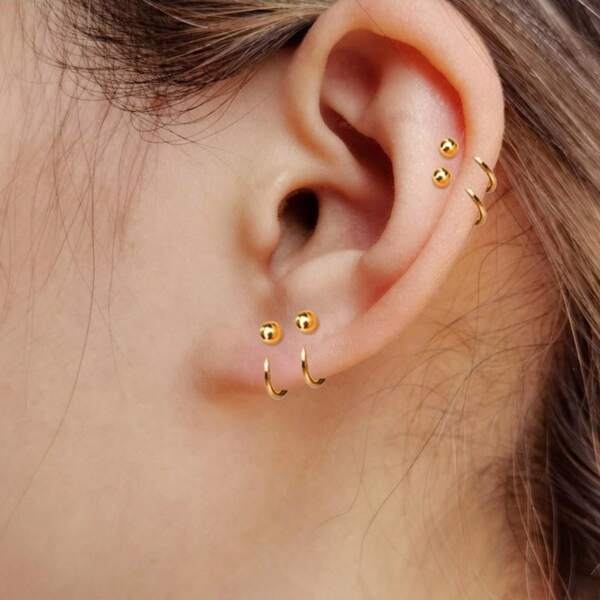 1 Pair Minimalist Ear Tunnel Earrings, Stainless Steel Ear Cartilage Hoop Earrings