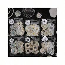 20 张黑白花朵贴纸 PET 材质花卉装饰贴纸，适用于剪贴簿用品、垃圾日记本装饰贴纸、学校用品、返校 - 彩色 - 查看 4