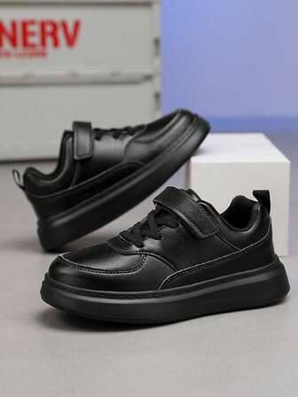 Black - Versatile Comfortable Casual Shoes, 1 Pair Lightweight, Casual Sports Shoes For Outdoor Recreation, Easy Hook-And-Loop For Teen, Suitable For All Seasons