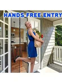 Windschutz- und sandgeschützte Vorhänge, atmungsaktiver Vorhang, mückensicher, Moskitonetz, magnetische Fliegentür, atmungsaktiv und mit Frischluftdurchzug, praktisch für Haustiere zum Eintreten, geeignet für Kinder und insektensicher. Einfach zu installieren und Werkzeuge werden mitgeliefert.