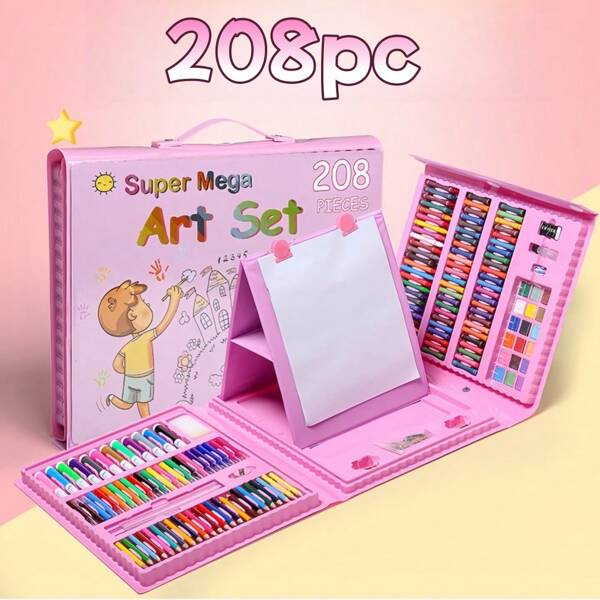 Set de herramientas de dibujo de 42-208 piezas para niños y estudiantes - Crayones, rotuladores de acuarela lavables (patrón y color al azar), Set de suministros de dibujo para principiantes