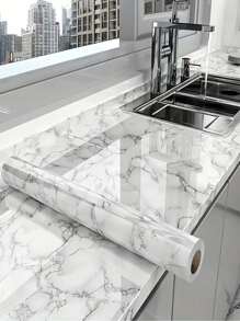 Self Adhesive Marble Patterned Wall Sticker -1-Piece Set Of High Gloss Waterproof Wallpaper, Furniture Renovation Sticker, Kitchen Bathroom Wall And Countertop Decoration