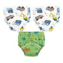 3pcs Unisex Reusable Potty Training Pants, Waterproof Kids Underwear, Breathable Cartoon Diaper Covers, Multilayer Absorbent, Funny Patterns Suitable For Boys And Girls, Great For Toilet Training And Incontinence, Fits 12 Months To 3 Years