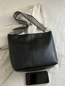 Geometric Pattern Shoulder Strap Crossbody Bag, Large Capacity Messenger Bag, Retro Style Shoulder Bag For Women