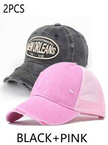 1pc Unisex Vintage Multicolor Letter "NEW ORLEANS" Embroidered Distressed Washed Soft Brim Baseball Cap, Suitable For Streetwear, Sports, Outdoor, Daily Wear