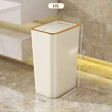 Odor Proof Trash Can With One-Touch Modern Design Durable Plastic Bathroom Kitchen Bin Space Saving Leakproof - Xám - Xem 8