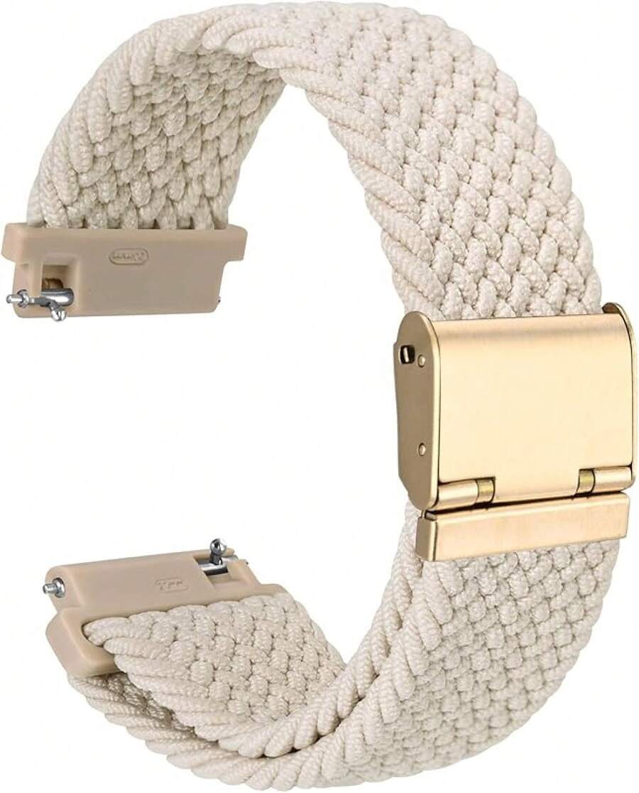 Correa de Reloj de Nylon Trenzado de 22mm para Hombres y Mujeres, Liberación Rápida, Hebilla de Acero Inoxidable Negra (Azul) - Luz de estrella (hebilla dorada) - Ver 1