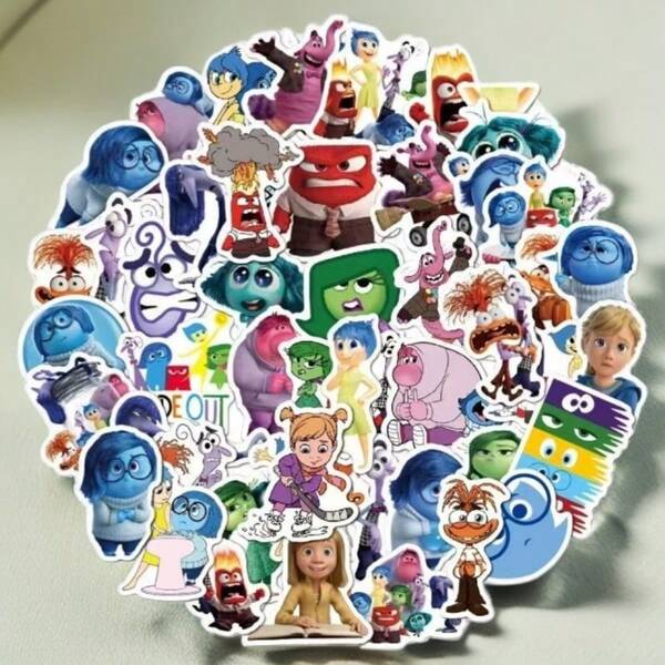 Disney 200pcs/100pcs/50pcs Inside Out Cartoon Character Stickers, Waterproof Decorative Stickers For Diary, Notebook, Phone And More Room Decor Home Decor Wall Decor Wall Stickers Wall Sticker