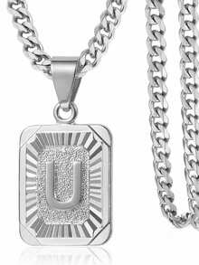 1 款定制字母方形吊坠项链，简约时尚的珠宝设计，专为男士打造的个性化项链。非常适合送给男朋友或父亲，适合节日、聚会和周年纪念等场合。采用镀金铜材质打造，散发奢华质感。 - 彩色 - 查看 44