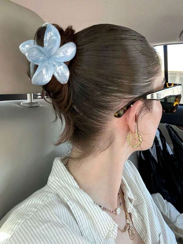 3pcs Summer Mint Green Elegant Hair Clips Set High-End Hydrangea Flower Claw Clip For Bun, Tie Dye Blue & White Ink Flower Claw Clip, Sweet 3D Flower Claw Clip, Perfect Hair Accessories For Daily Wear Or Travel