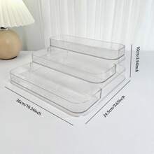 Organizer per trucco in acrilico a 3 ripiani, supporto da bancone in plastica lucida, scatola di stoccaggio cosmetici portatile, adatta per vanità, scrivania, cucina e bagno, senza elettricità richiesta
