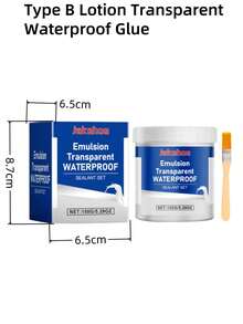 一包两瓶高性能防水密封胶，透明防水涂层，适用于外墙、浴室、淋浴房、屋顶、修补屋顶裂缝、厨房、花园。乳胶透明防水胶，隐形密封胶，快速填充透明防水胶，适用于建筑工地和家庭使用，防水密封胶（300克带刷），无需破坏瓷砖即可修补浴室和厨房外墙漏水。 - 彩色 - 查看 10