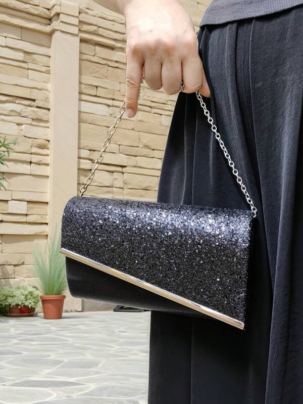 Bolso de mano brillante para mujer, decorado con accesorios metálicos, adecuado para fiestas de noche, bodas, cumpleaños, regalos del Día de San Valentín, discoteca
