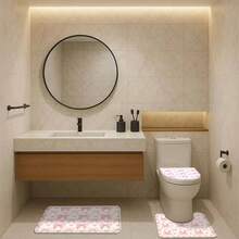 1/4 Pcs Pink Heart & Bow Bathroom Set, Includes Shower Curtain, Bath Mat, U-Shaped Toilet Seat Cover, Toilet Lid Cover, Waterproof, Shower Curtain, Fashion Curtain, Modern Style Bathroom Partition, No Drilling Required, Polyester, Machine Washable Bathroom Decor