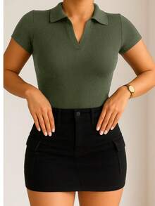 Women's Polo Shirt Short Sleeve Cotton - 1 XÁM 1 TẮT 1 XANH LÁ QUÂN ĐỘI 1 NÂU 1 BEIGE - Xem 7