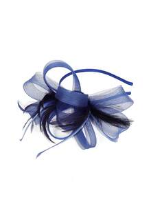 1pc Fascinators Hat Mesh Ribbons Feathers On A Headband And A Clip Tea Party Headwear For Girls And Women,Holiday,Festival - Multicolor - View 9