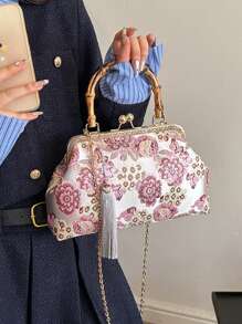 Bolso de mano estilo vintage de alta gama y exquisito para bodas, bolso de fiesta con correa de hombro de cadena metálica para mujeres