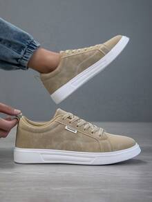 2025新款男士运动鞋、男士时尚休闲鞋、系带男鞋、滑板鞋、男士运动鞋、个性化街头男鞋 - 卡其色 - 查看 3