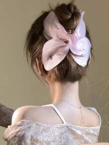 女士优雅别致休闲蝴蝶网粉色发夹，适合日常居家、学校、海滩、工作、派对、节日、生日、返校、新年、情人节、母亲节、婚礼、音乐节、毕业典礼发饰动物发夹、学校用品、大学秋季配饰秋冬度假装女士 - 粉色 - 查看 6