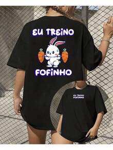 Basic T-Shirt I Workout Cute Meme Gym Cute Rabbit Exercise - Black - View 1