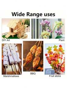 100件/80件/50件/40件/5件天然竹签，适用于户外烧烤、零食DIY、水果签、派对签、礼品制作、零食固定器，耐用且卫生，通用必需品 - 竹色 - 查看 7