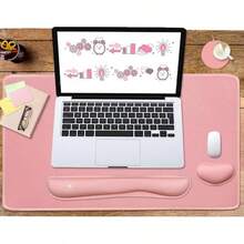 Large Mouse Pad Desk Dad, 4-In-1 Keyboard Wrist Rest Pad & Wrist Support Mouse Pad Set, Extended Desk Pad Waterproof Desk Home Office Study Game-Blue Marble - Pink - View 2