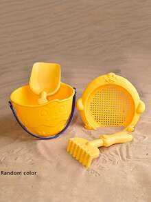 8件/4件/2件/1件儿童软橡胶沙滩玩具套装，挖沙挖土玩水软橡胶材质耐用，包含沙滩桶、小鸡漏斗沙盘、洒水器、铲子、耙子、恐龙动物模具等，颜色随机，适合3-6-12岁男宝宝女宝宝沙滩户外玩沙。