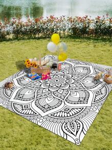 1pc New Outdoor Waterproof Anti-Sand Digital Printed Picnic/Beach Blanket, Fashion And Fresh Pattern, Suitable For Camping And Picnics