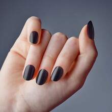 Gel Fantasy PrOn Nails Nail Glue Included 'Jelly Queen' Black Short Size Oval Shape Includes 28 Nails 2g Glue 1 Manicure Stick 1 Mini File For Her Party Wear Trending Now Daily Pick - Black - View 2