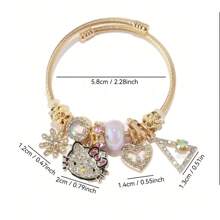 Sanrio 1 pieza Pulsera con dije de anime de Sanrio - Joyería adorable de Hello Kitty, adecuada para adolescentes, regalo de dibujos animados ajustable con cuentas brillantes | Accesorio de anime lindo, aleación de metal, adecuado para uso diario