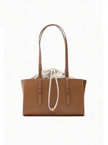 Bolso tote con doble asa de un solo hombro, de unicolor, hecho de tela impermeable de PU con estilo clásico de comodín. Tiene forro con cordón para abrir y cerrar. Bolso monedero de señora elegante para negocios y viajes. Bolso de moda retro para damas, adecuado para viajar, compras, ir al trabajo y salir de fiesta.