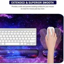 Large Mouse Pad Desk Dad, 4-In-1 Keyboard Wrist Rest Pad & Wrist Support Mouse Pad Set, Extended Desk Pad Waterproof Desk Home Office Study Game-Blue Marble - Galactic - View 5