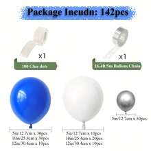 142pcs Blue & White Round Balloon Arch Kit - Includes Multiple Components For Autumn, Spring, Summer & Winter Celebration Events Suitable For Boys, Girls, Kids, Babies Shower, Gender Reveal, Wedding, Birthday, Room, Party Decorations - Royal Blue - View 2