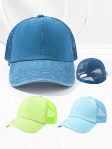 1 件女士扎染撞色透气网眼棒球帽，时尚户外运动太阳帽