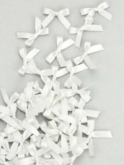 50pcs/Pack Colorful Ribbon Bows, Gift Wrapping Decor, Handmade Card Decoration, Hair Accessories, Balloon Bows, Wedding Party Decor, Room Decor, Home Decor - Pink