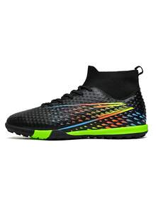 四季户外运动足球鞋，专业比赛训练练习鞋，系带户外足球鞋，加速爆发力设计，3D渐变工艺，敏捷、灵活、精准控制，舒适的鞋面，保护性鞋头设计，适用于FG和多种地形，平TPR外底，木地板防滑，非常适合室内联赛 - 黑色碎釘 - 查看 14